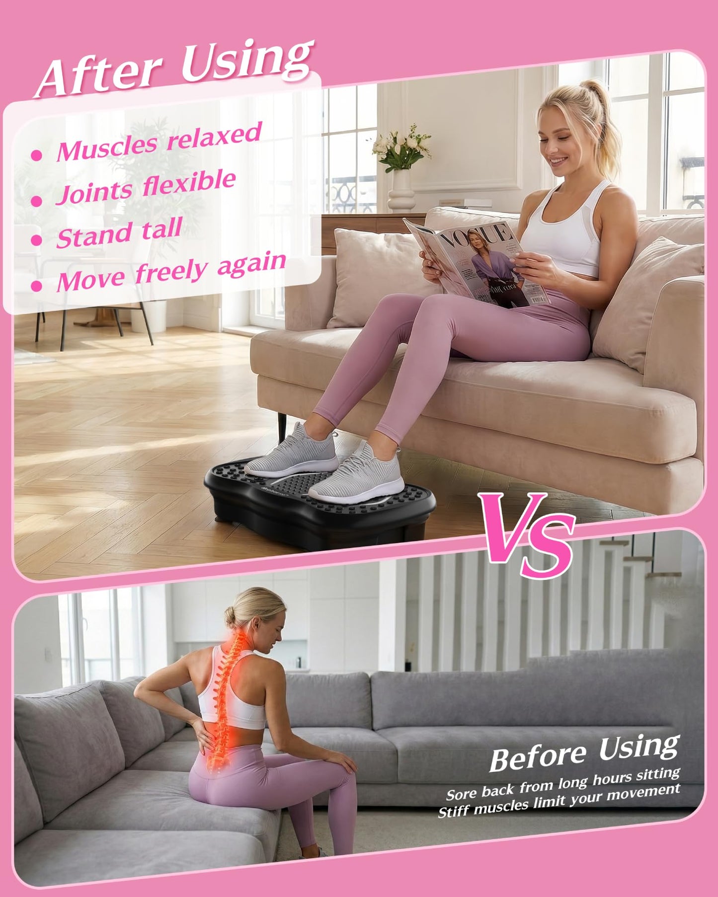 Vibration Plate Exercise Machine for Lymphatic Drainage, 180 Speeds Vibrating Fitness Platform for Full Body Workout and Weight Loss, 300 Lbs Capacity with Resistance Bands and Bluetooth for Women Men