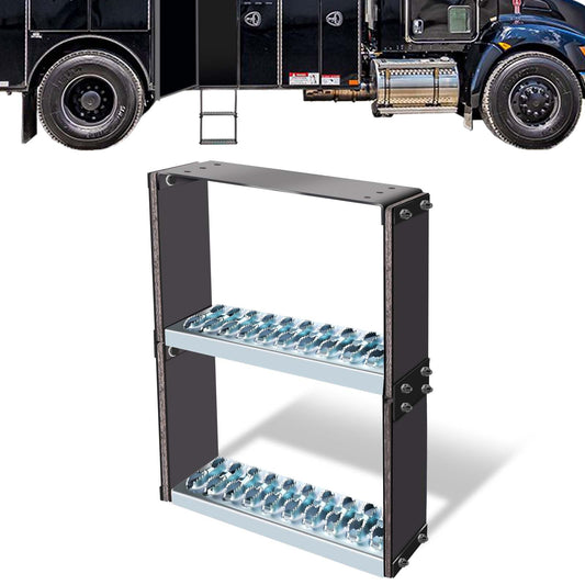 Universal Dual-Step Flexible Rubber Truck Step, Steps for Trucks to Mitigate Off-Road Impact, Hot Dipped Galvanized Steel Semi Trailer Cable Step, 660 lbs Load Capacity with 22.5” x 14” x 4.9” Inches