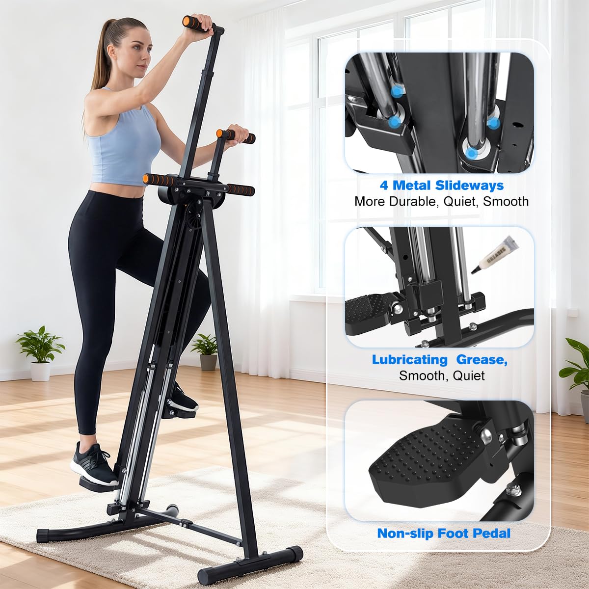 Relife Stair Stepper, Vertical Climber Exercise Machine for Home Gym, Stair Climber with 4 Metal Guide Rails Folding Step Fitness Machines Cardio Workout Machine 5-Level Heights 2026 Newer Version