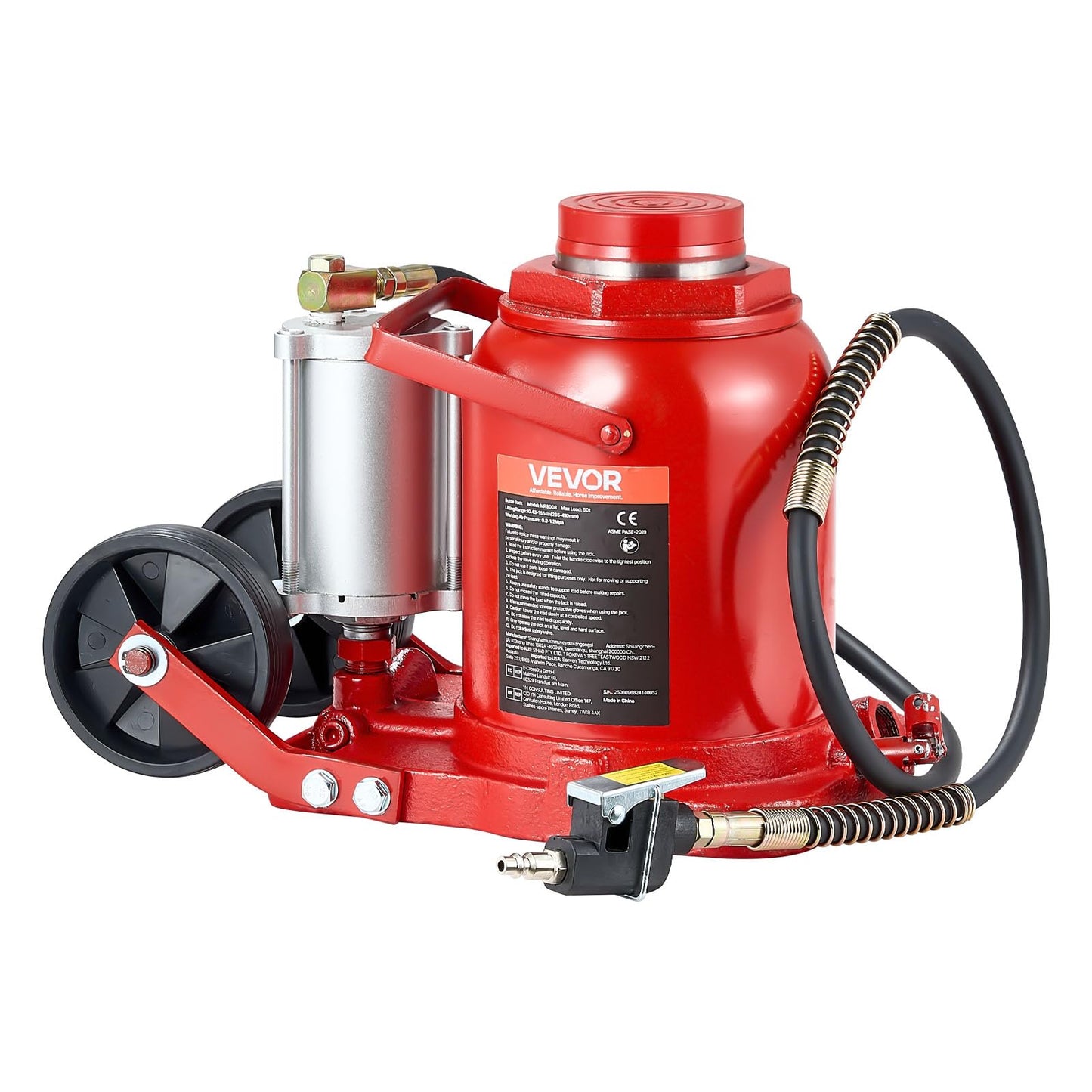 VEVOR Pneumatic Bottle Jack 50T Hydraulic Car Jack Lift Range 27-43cm Air Transmission Jack 110231lbs for Heavy Duty Vehicles