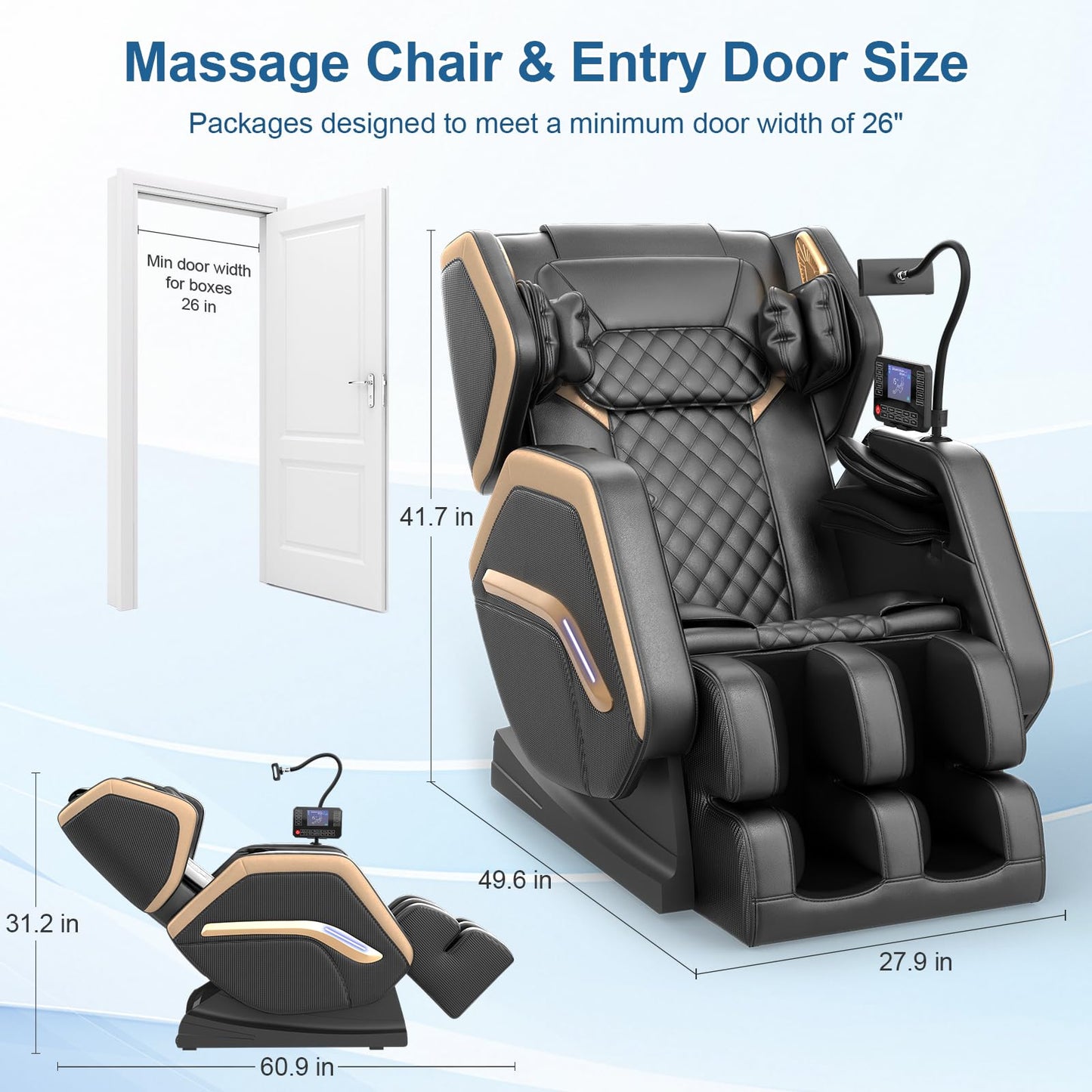 NAGLIFOR Massage Chair Full Body, Zero Gravity Massage Chair 2026 for Back Fatigue with 10 Fixed Rollers, Heating, Airbags, Phone Controller, Bluetooth Speaker, Nightlights for Living Room, Bedroom