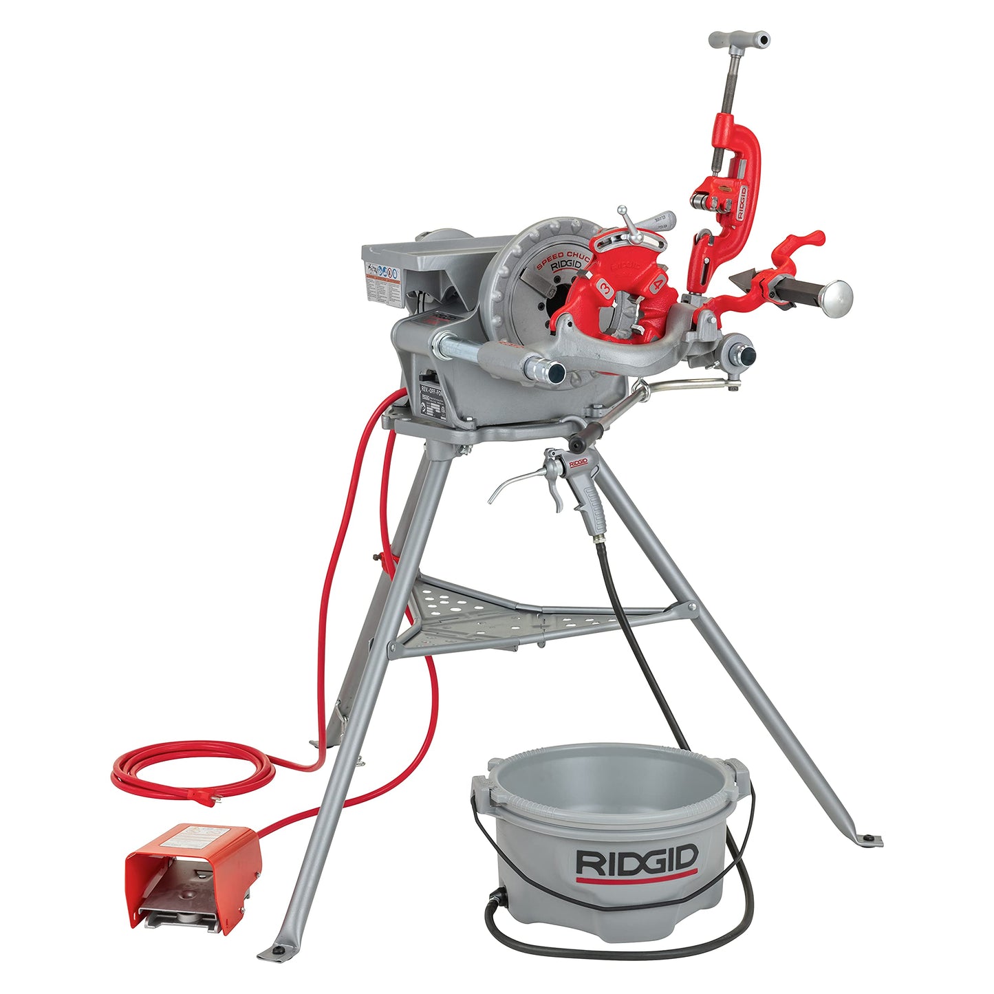 RIDGID 15682 Model 300 Power Drive Complete, 38 RPM Pipe Threading Machine with 1/2-Inch to 3/4-Inch, 1-Inch to 2-Inch Universal Alloy Threading Die Heads, Oiler