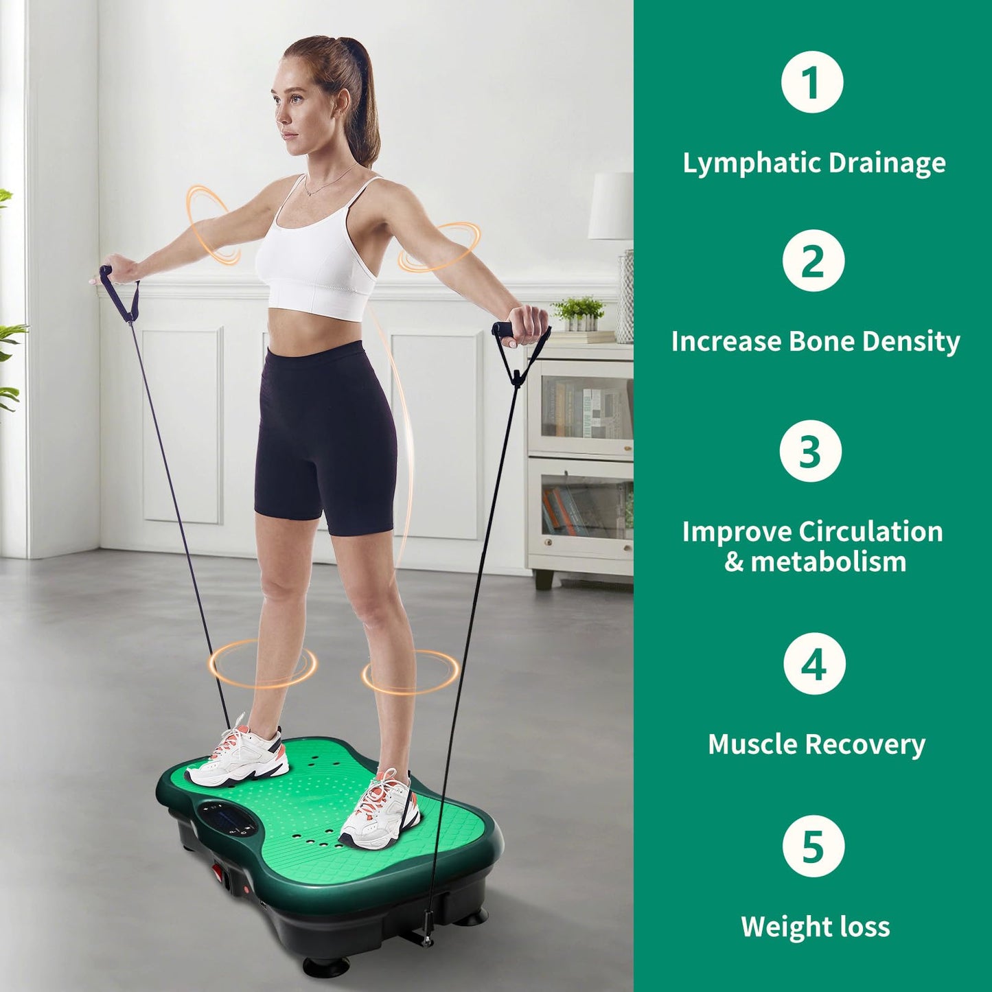 EDGSKGR Vibration Plate Exercise Machine for Whole Body Workout, Professional Vibrating Plate with 330lbs Capacity, 5 Preset Programs & Bluetooth for Home Office Lymphatic Drainage & Weight Loss