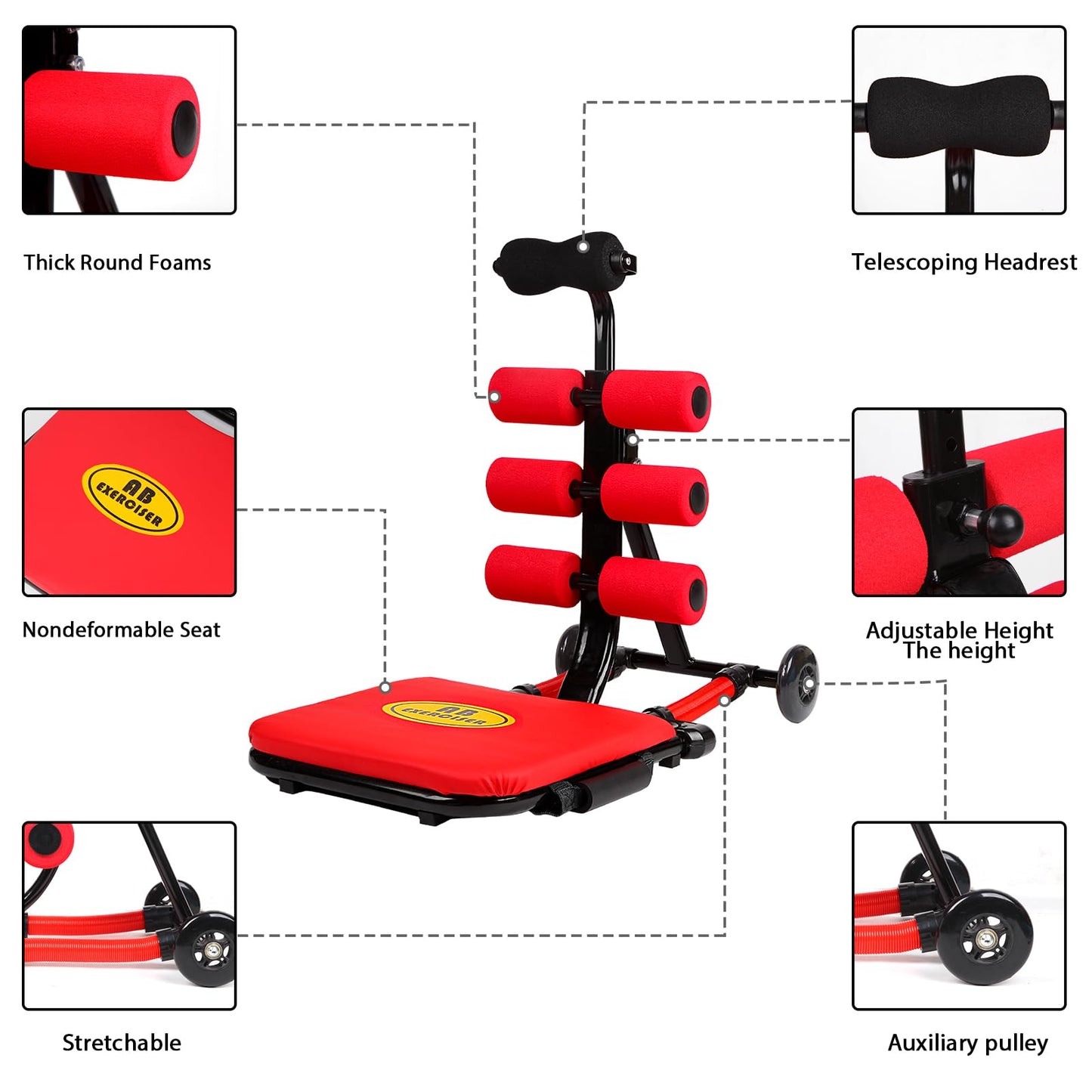 Ab Machine, Sit Up Machine Exercise Equipment, Ab Portable Machine for Stomach Workout