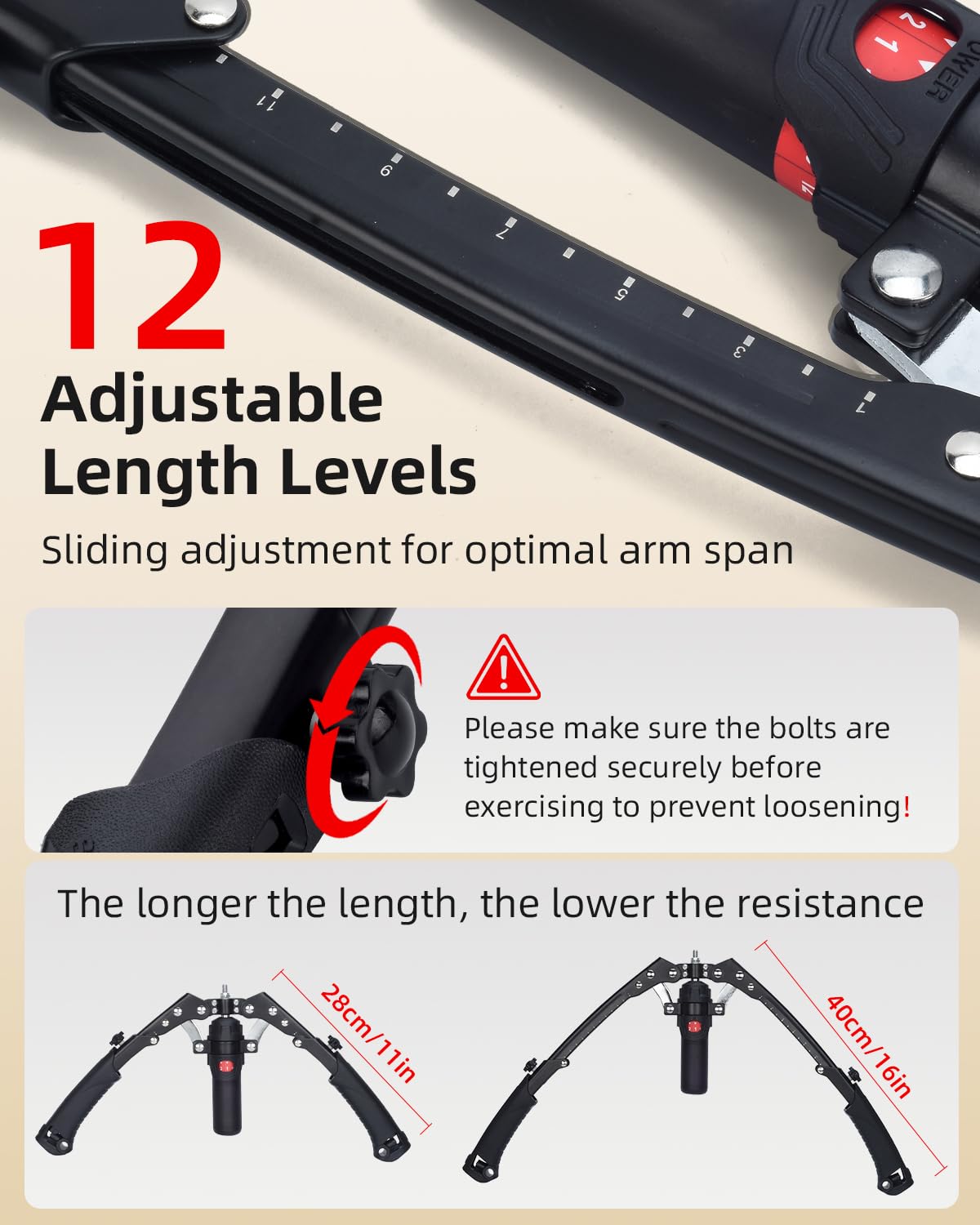 Abahub Twister Arm Exerciser, Enhanced Hydraulic Power Chest Expander for Men Women, 22-440LBS Adjustable Resistance Home Gym Equipment, Shoulder Muscle Trainer for Arm, Chest & Core Workout, Black