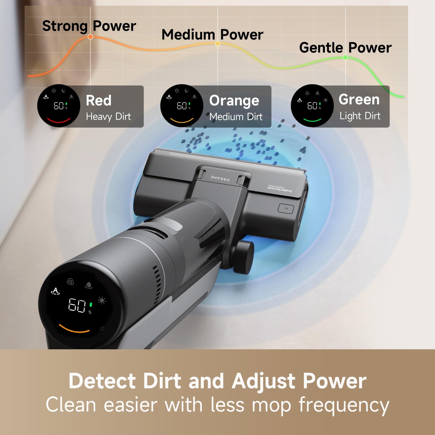 DREAME H12S Cordless Vacuum Mop, Vacuum and Mop at The Same Time, Wet Dry Vacuum for Hard Floors, Edge Cleaning, Hot Air Drying, Smart Floor Cleaner Machine Great for Sticky Messes on Multi-Surfaces