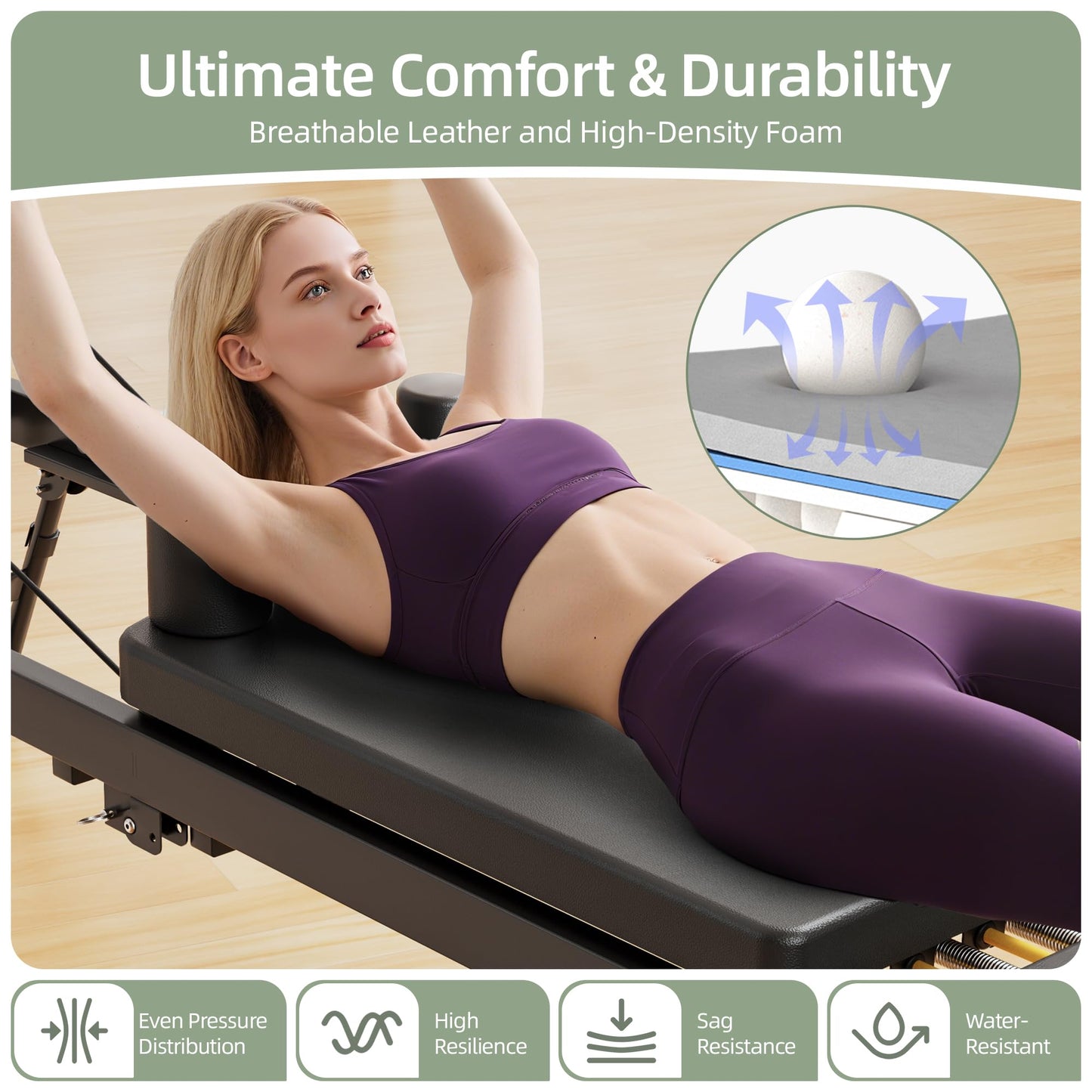 Buytime Pilates Reformer, Foldable Reformer Pilates Machine with Dual Resistance - Springs and Cord, Pilates Machine for Advanced and Beginners Users, Up to 300 lbs Weight Capacity, Black