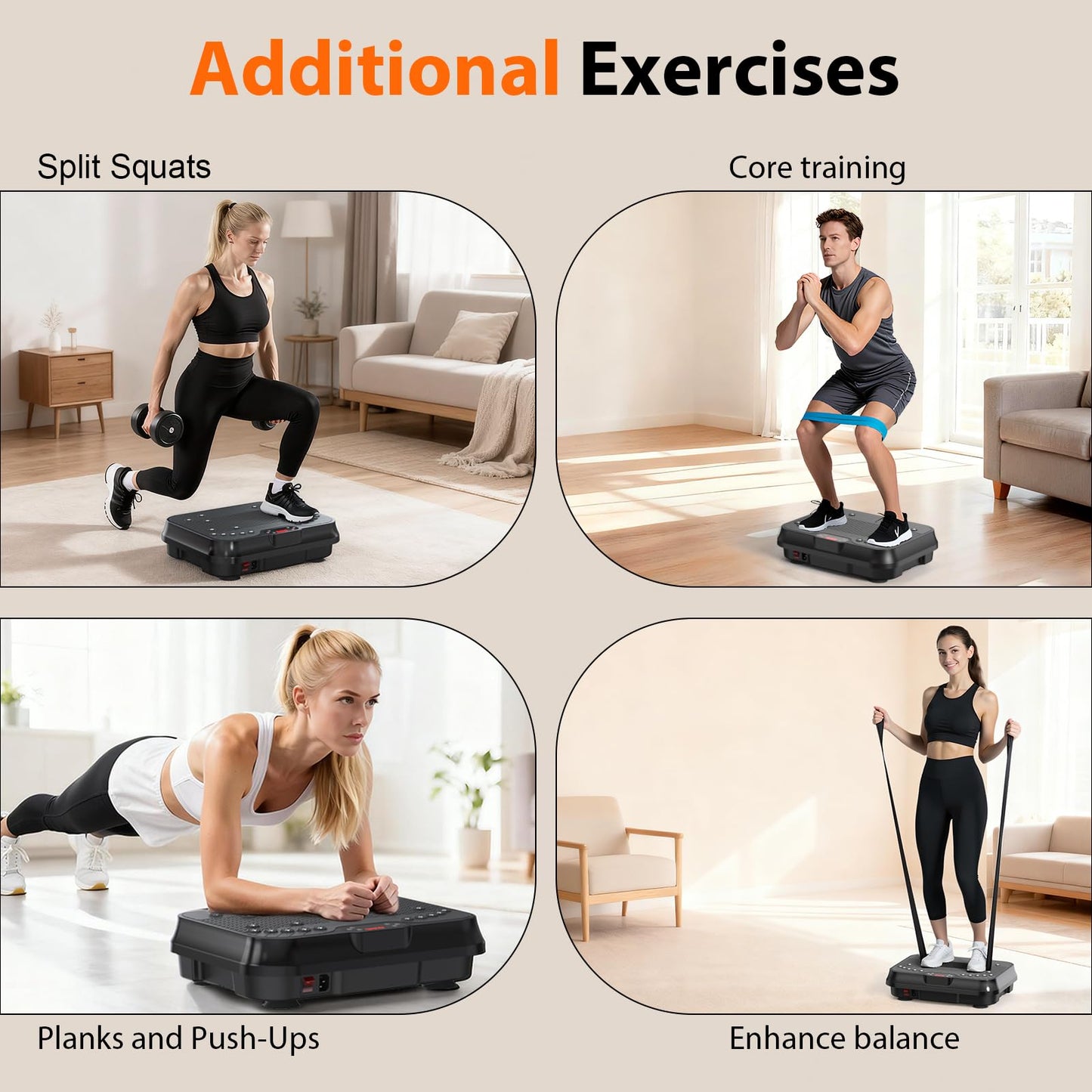 Vibration Plate Exercise Machine for Lymphatic Drainage,Power Vibrate Stand Shake Board 400 Lbs Capacity Fitness Platform with Fitness Resistance Bands Weight Loss Gifts for Women Men