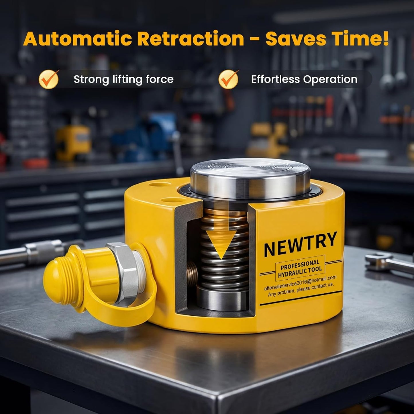 NEWTRY 30 ton Hydraulic Ram Jack + CP-700 Hydraulic Hand Pump Low Profile Porta Power Kit Single Section Mini Jack 0.55’’ Stroke Industrial Hydraulic Cylinder