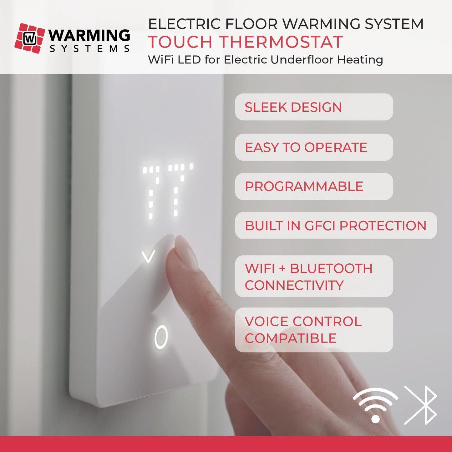 Warming Systems - 25 Sqft Electric Radiant Floor Heating Cable Kit – 120V Heated Tile Floor System with UWG5 Programmable Thermostat, Sensor, Installation Monitor & 25 Year Warranty, Made in the USA