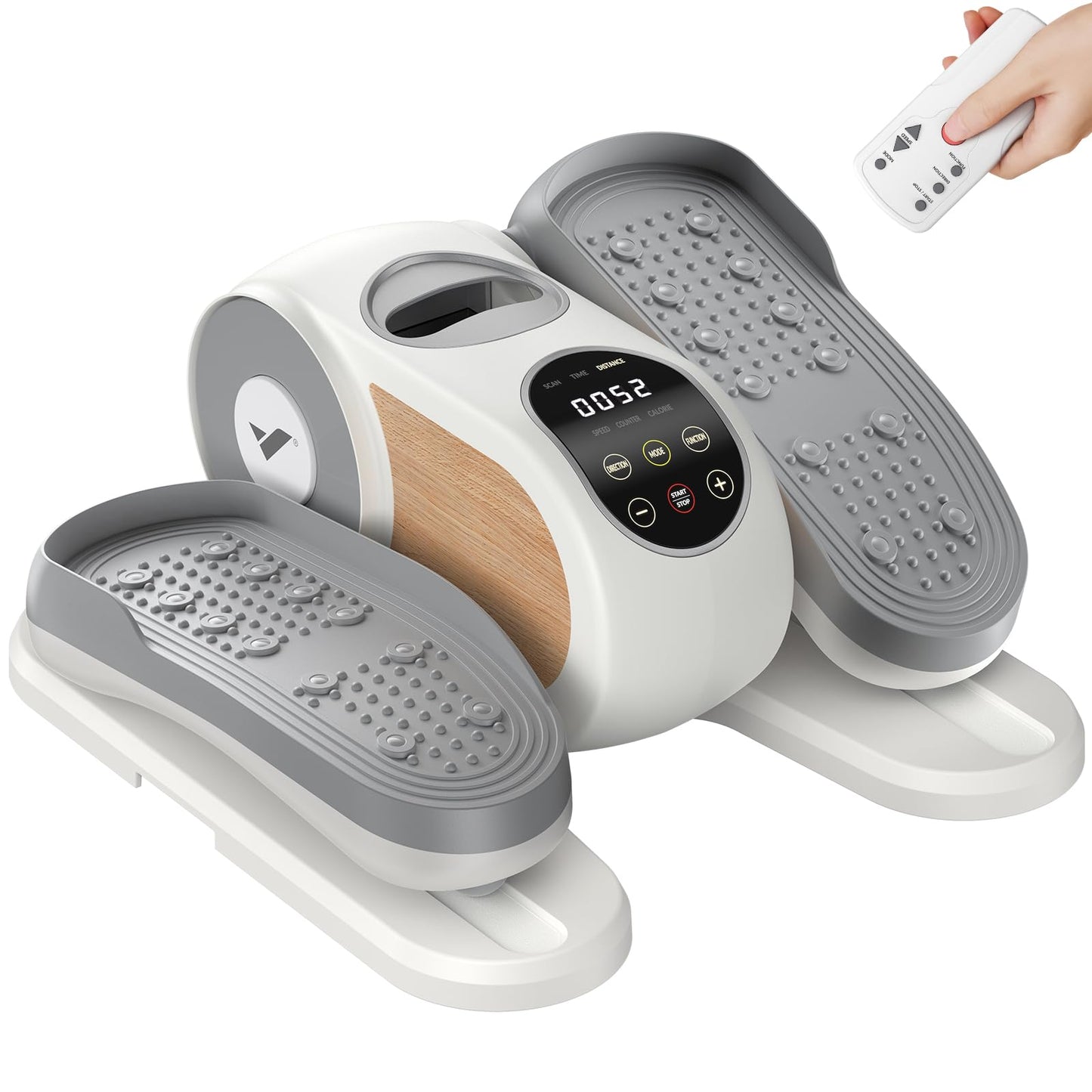 MERACH Under Desk Elliptical Machine, Leg Exerciser While Sitting for Seniors with Remote Control & 12-Speeds, Quiet Portable Electric Seated Pedal Exerciser Machine for Home Office (White)