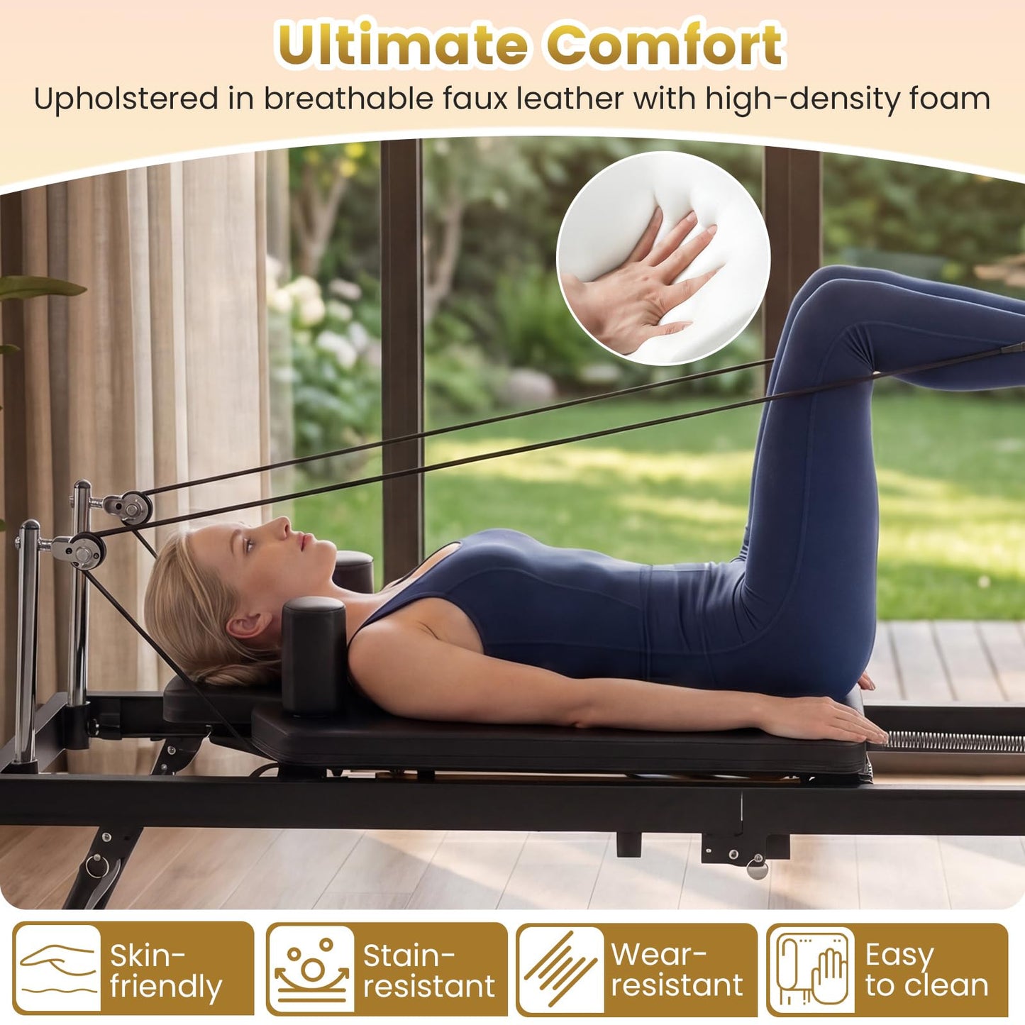Goplus Foldable Pilates Reformer Machine for Home Gym, 84" Large Pilates Equipment w/ Jump Board, Dual Resistance System, Professional Pilates Machine for All Levels, 660 lbs Load Capacity