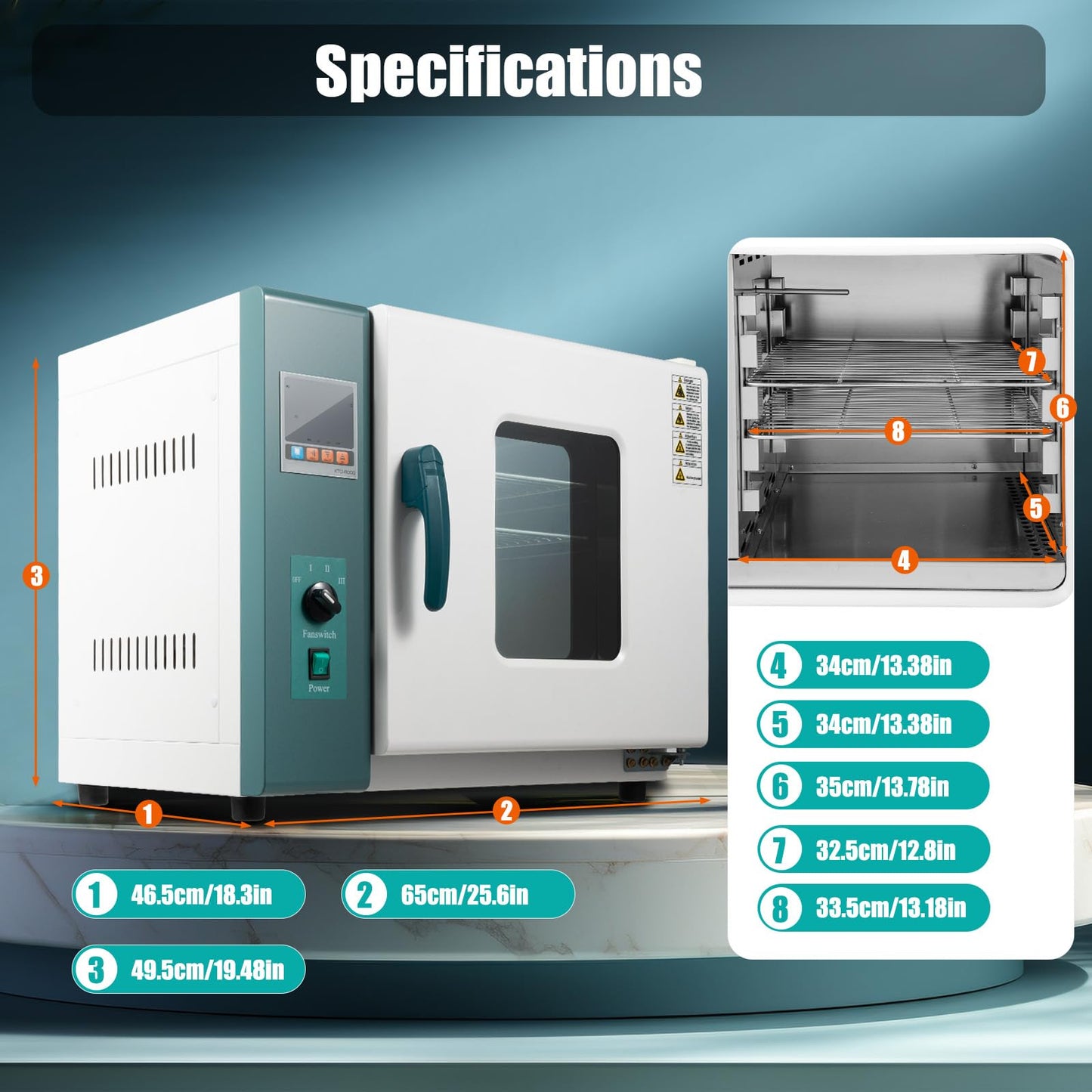 1000W Horizontal Electric Blast Drying Oven, 45L/12Gal Lab Convection Oven, 110V Digital Forced Air Ovens with Intelligent Temperature Control for Industrial, Lab, School Use