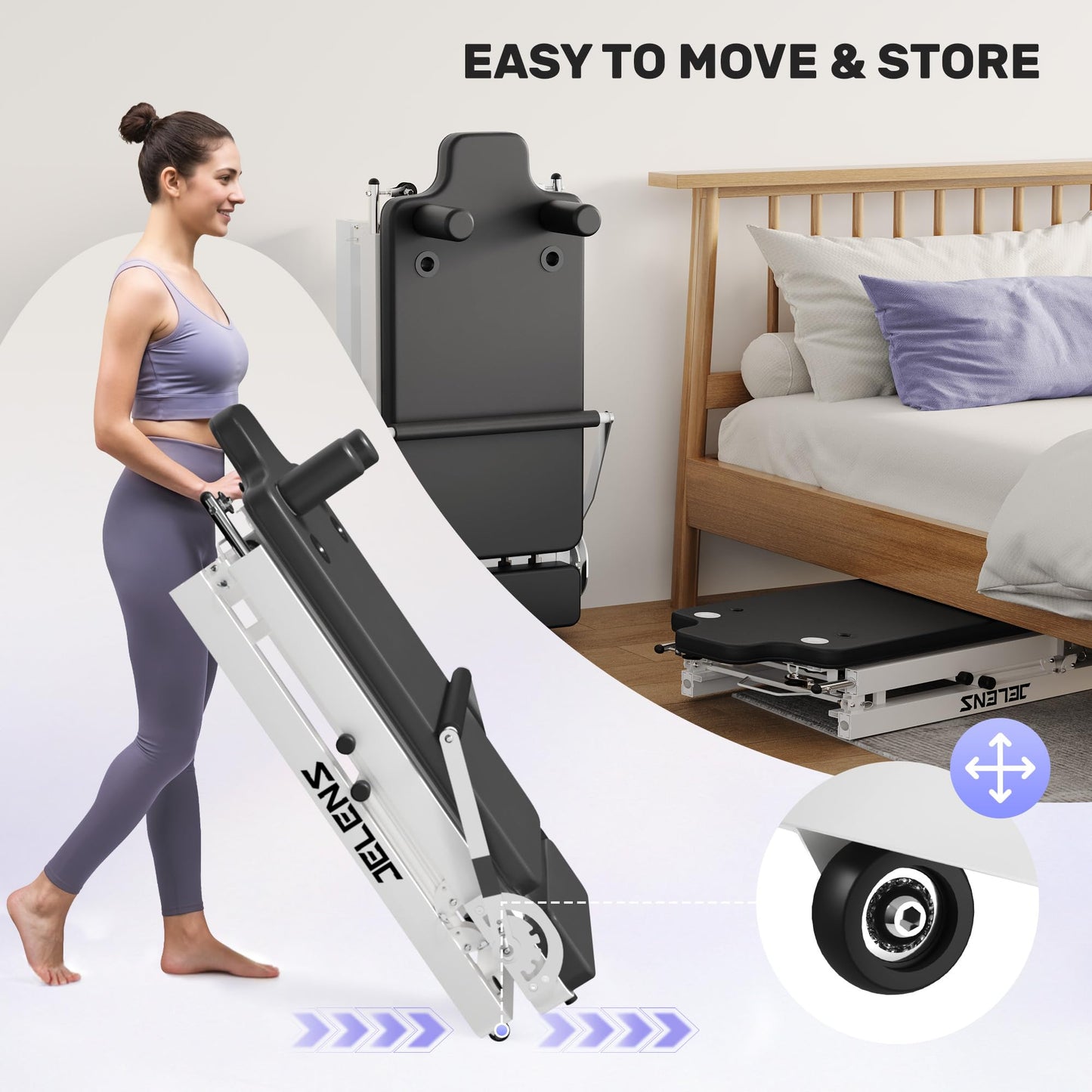 Pilates Reformer, Foldable Pilates Machine for Home and Gym Workout with Dual Resistance and Adjustable Heights, Pilates Equipment Suitable for Advanced and Beginners Users, Up to 440 LBS (White)