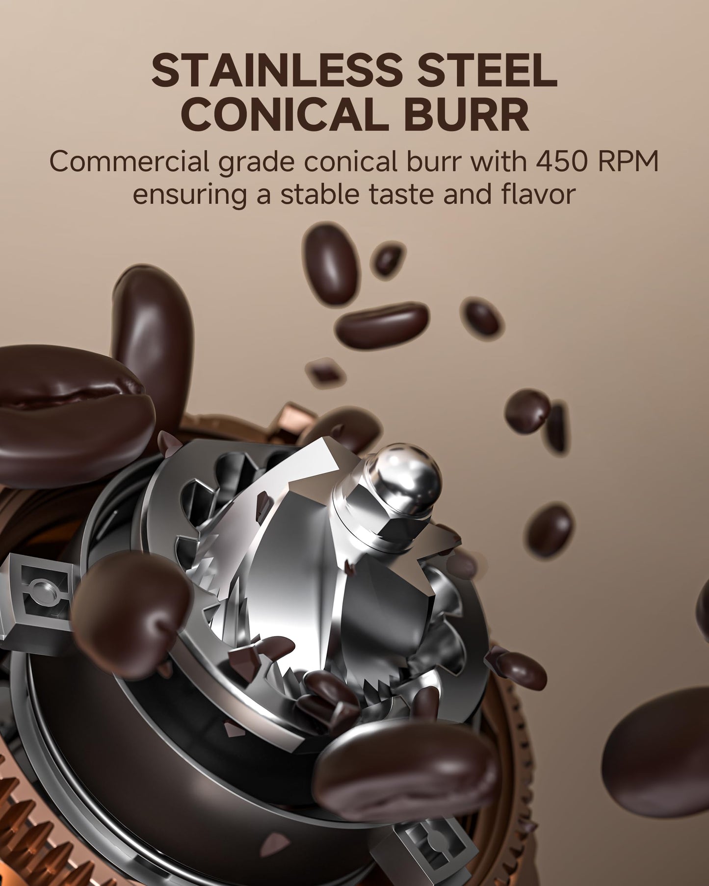 AMZCHEF Single Dose Coffee Grinder with 75 Settings & 40mm Burrs | Anti-Static Espresso Grinder for Home Use | Low Retention Magnetic Outlet | Quiet DC Motor | Vacuum Dosing Cup | LED Light