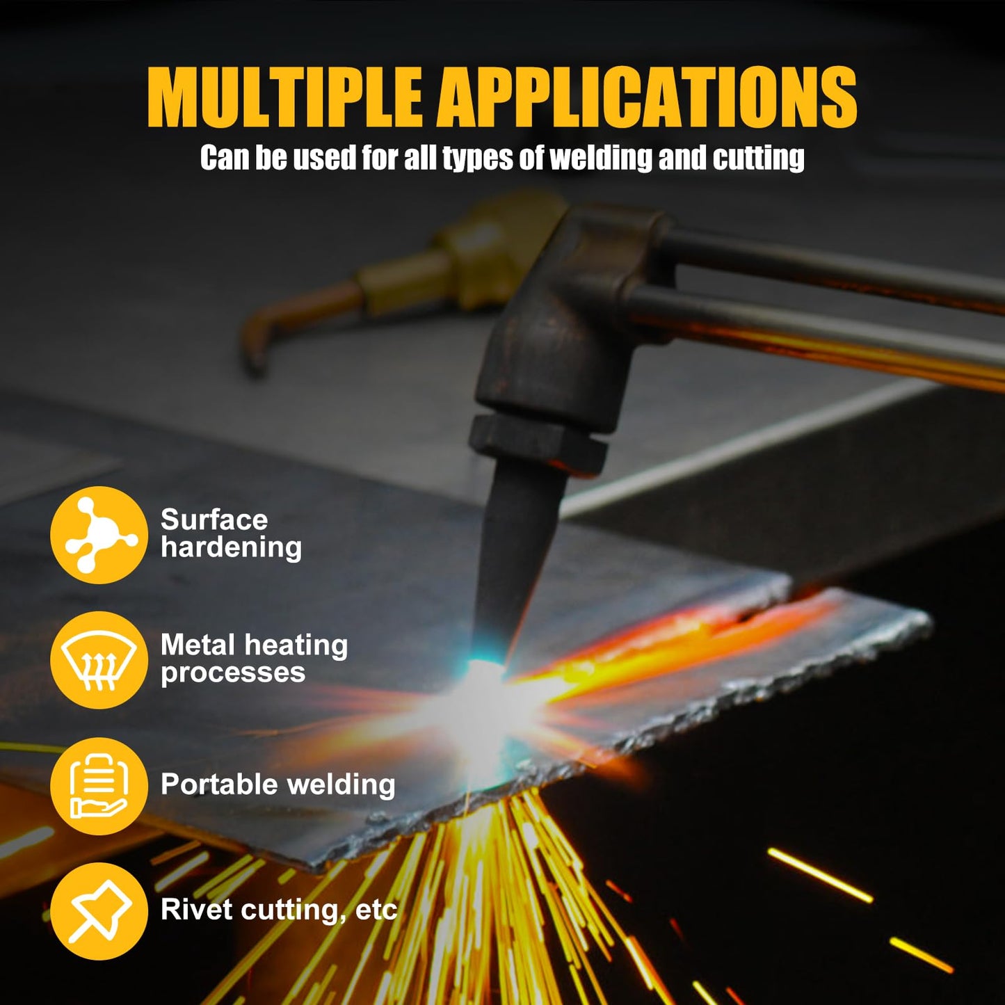 Oxygen Acetylene Torch Kit, Cutting Torch Kit, Professional Brazing Set, Gas Welding Kits, Portable Oxygen Acetylene Welder Include Nozzles, Check Valves, Regulator, Hoses, Gauges, Storage Case Blue