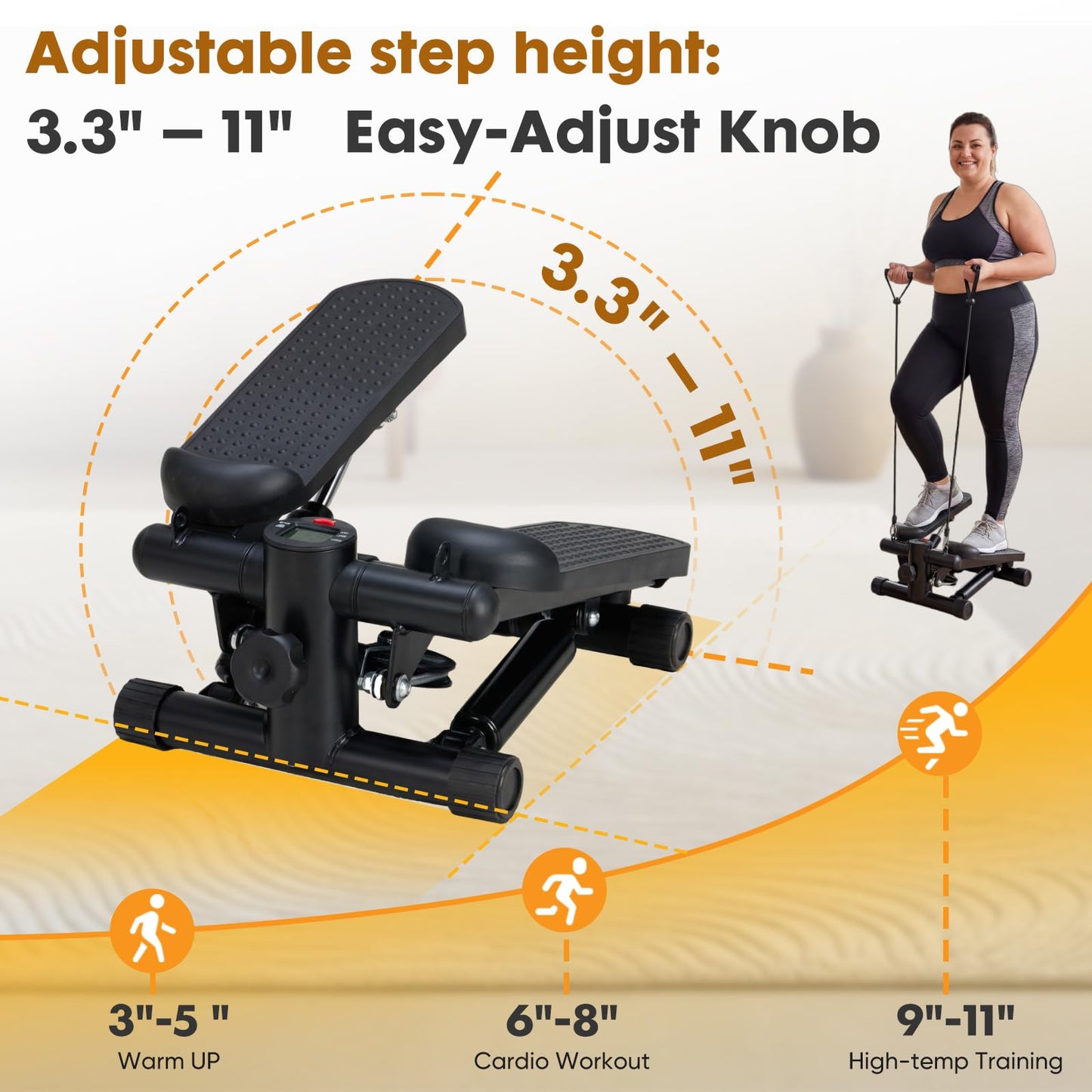 NEWBULIG Mini Stepper for Exercise at Home Stair Step Machine for Indoor Fitness Portable Home Gym Stepper for Full Body Workout 300lb Weight Capacity