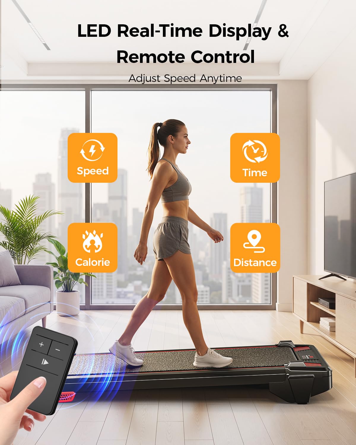 Walking Pad Treadmill, BestGod Treadmills for Home 330LBS Capacity Under Desk Treadmill with Incline Running Pad, Compact Portable Desk Treadmills Small Exercising Walk Pad with Remote Control