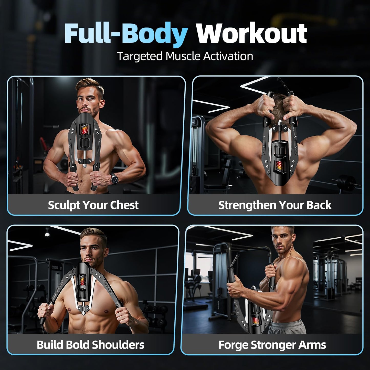 EAST MOUNT Twister Arm Exerciser - Adjustable 22-440lbs Hydraulic Power Twister, Home Chest Expander, Shoulder Muscle Training Fitness Equipment, Arm Enhanced Exercise Strengthener (FullBlack)