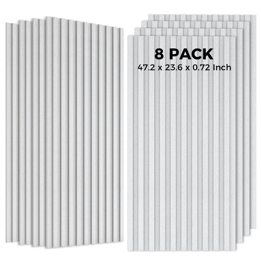 8 Pack Acoustic Panels, Bilayer Sound Absorbing Panels,47.2” x 23.6”x 0.72”Sound Proof Panels for Walls,Decorative Sound Panels, High-Density Acoustic Wall Panels, White