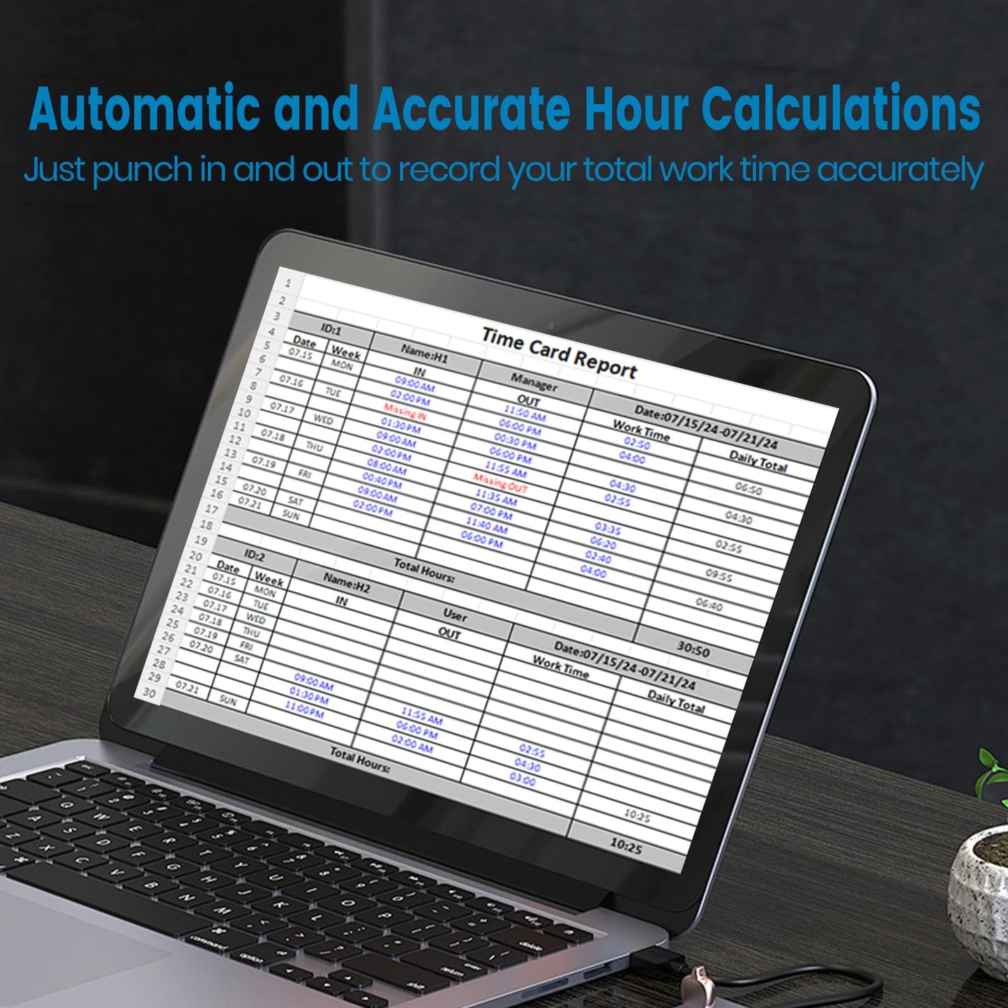 Time Clocks for Employees Small Business Automatic Calculate Hours, H1＆ H3 No Monthly Fees Fingerprint Time Clock, Standalone Biometric Clock in Machine for Employees with 5 RFID Cards