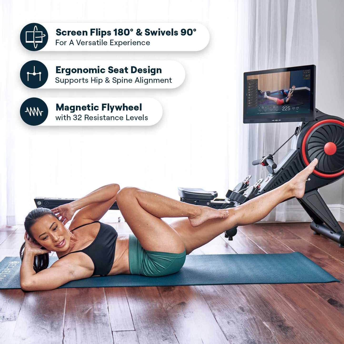 Echelon Row S, + 30-Day Free Echelon Membership, 22in Screen, Indoor Rowing Machine, Rower for Home Gym, Live and On-Demand Classes, Total Body Workout, Low Impact, (Renewed Premium)