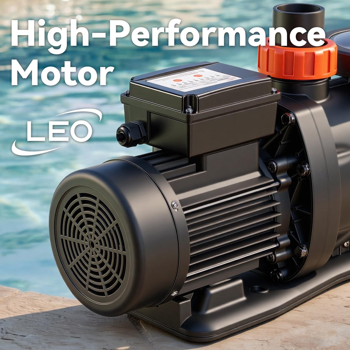 LEO In/Above Ground Pool Pump High Flow Powerful Self Priming Pool Pump,Dark Black