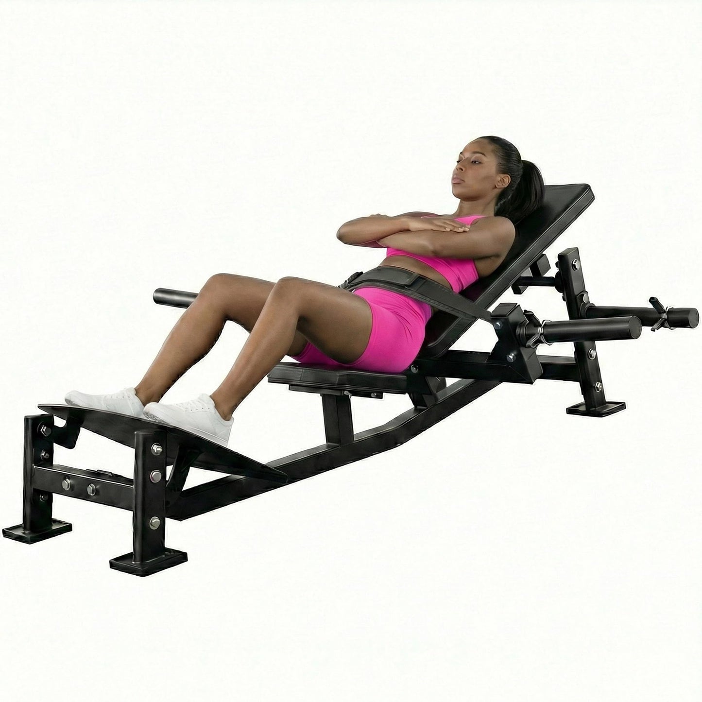 Hip Thrust Machine with Adjustable Footboard and Beltwand, 630LBS Glute Bridge Machine with Weight Holder, Home Gym for Exercise Buttocks Lower Limbs Core,Fit 2“ Weight Plates