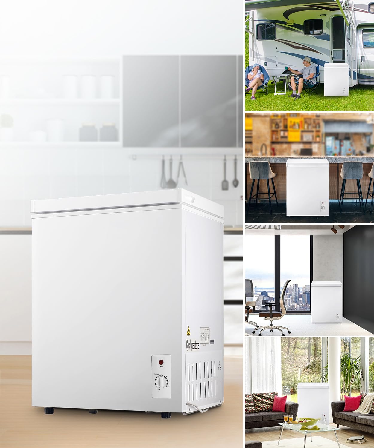 7.0 Cu.ft Chest Freezer, Top Open Door Deep Freezer with 7 Adjustable Thermostat (-18°F to 50°F), Compact Freezer with Removable Basket for Home/Garage/Office, White
