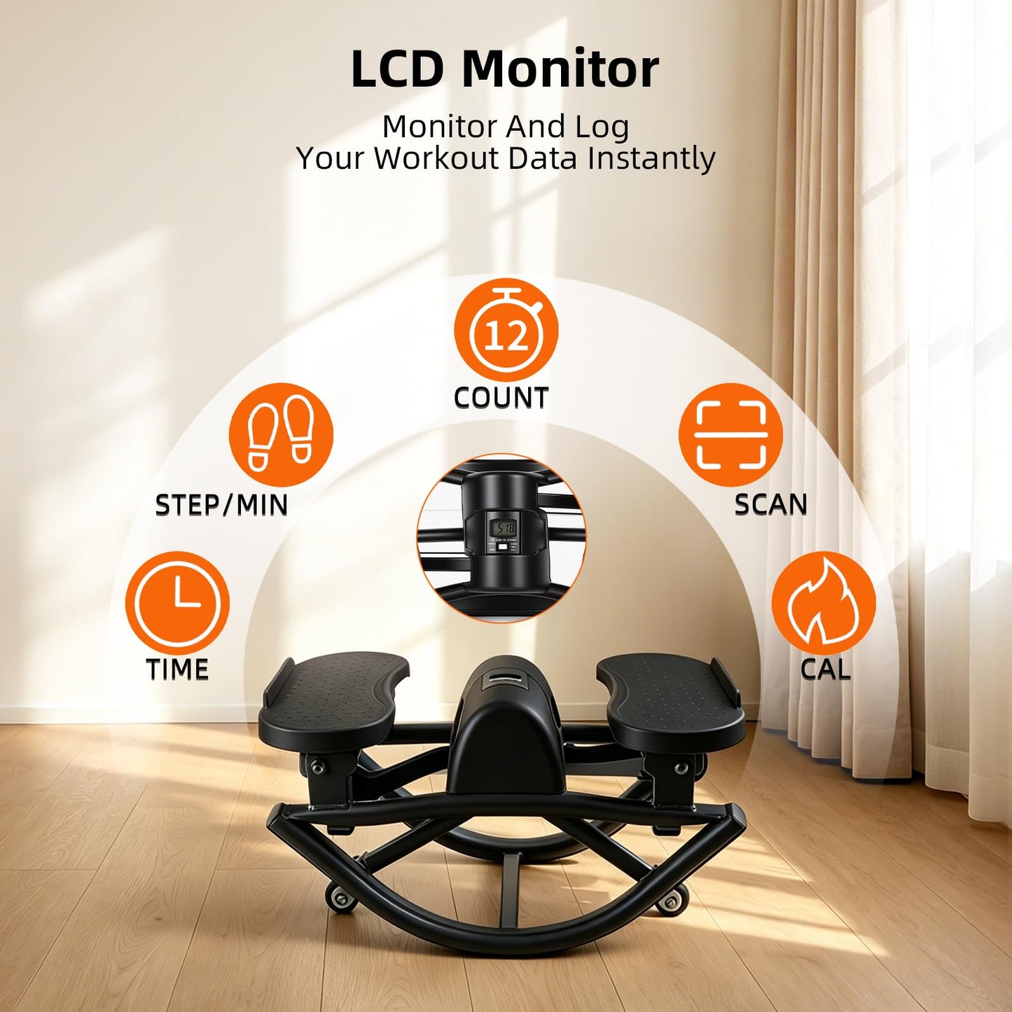 The Rock Stepper Side to Side, U-Shaped Low-Impact Mini Stepper, Quiet Lateral Rocking Step Machine, Compact Stair Stepper for Home Workout & Leg Glutes Exercise