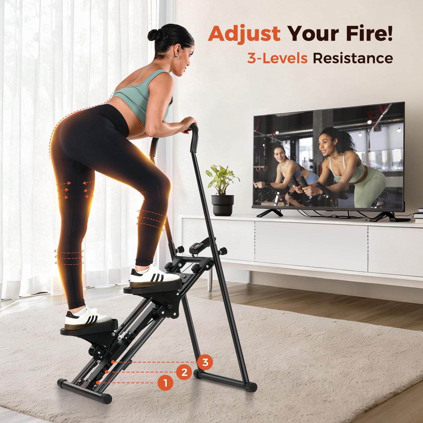 Sportneer Foldable Stair Stepper for Home Gym, Adjustable Resistance, Vertical Climber with Handlebar, Extended Step Range for Full-Body Workouts with 440lbs Weight Capacity Black