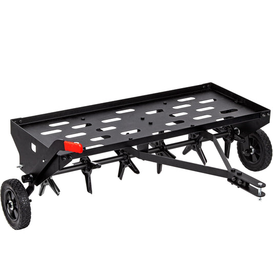 Suchtale 40-Inch Tow Behind Plug Aerator with Universal Hitch, Tow Plug Aerator with Extra-Wide Tow Bar, Durable Lawn Aerator Soil Penetrator Tractor with 24 Coring Plugs for Lawn, Farm and Garden
