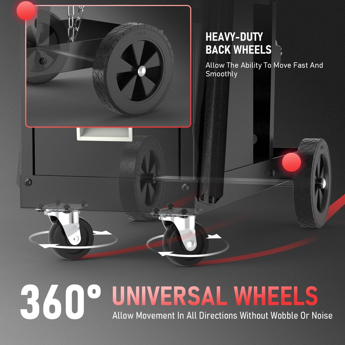 YESWELDER Welding Cart，2-Tier with 2 Drawers for MIG Welder TIG Welder and Plasma Cutter, Tank Storage Safety Chains, Heavy Duty Large Storage 360° Swivel Wheels Welding Trolley