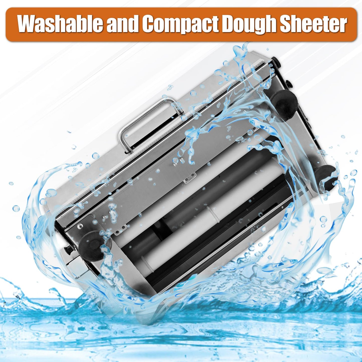 12" Folding Dough Sheeter with Sheeter Board, Stainless Steel Manual Dough Roller Machine, Compact Dough Sheeter, Adjustable Thickness Settings for Bread Marzipan and Puff Pastry (Type A300)
