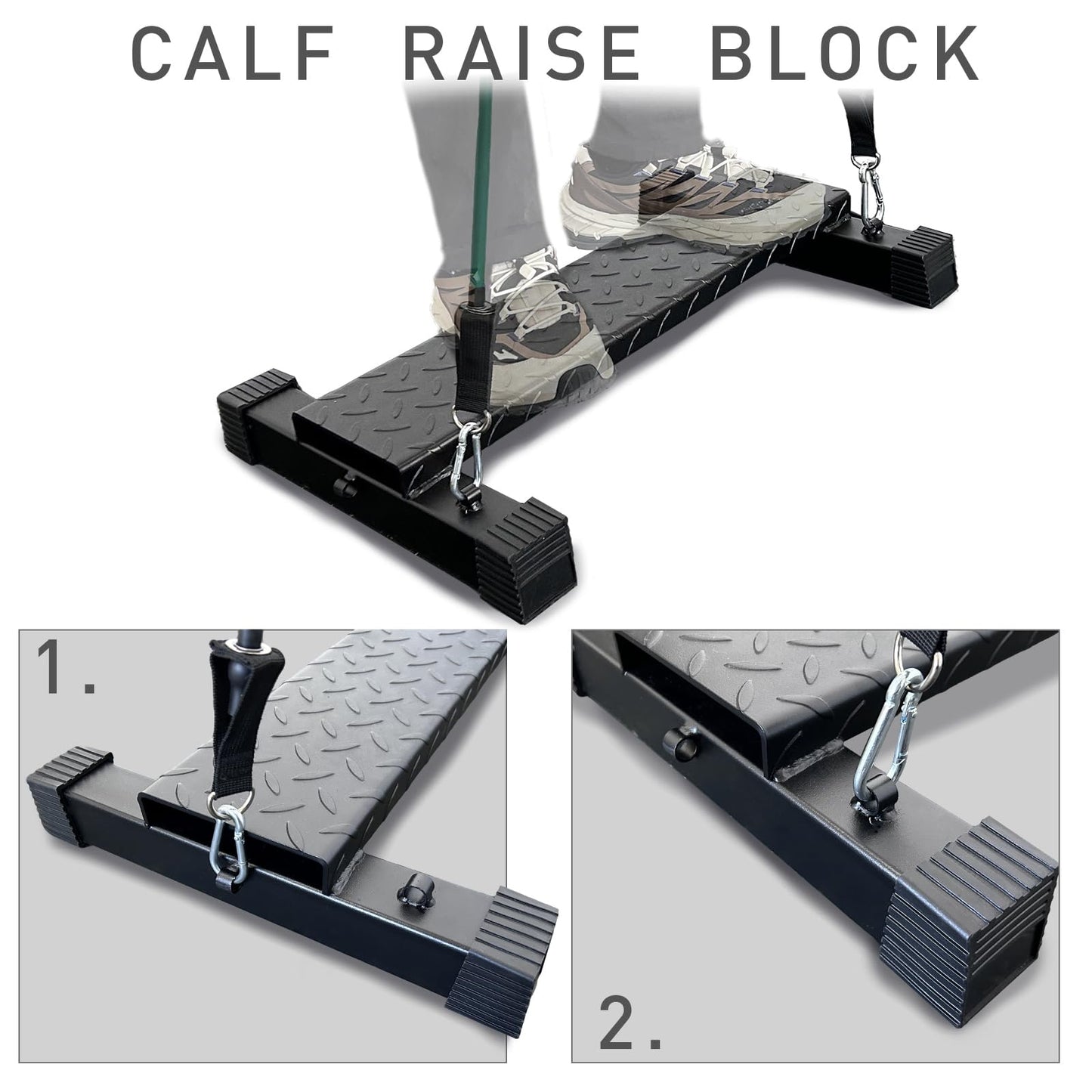 BLUSLM Multifunctional Steel Calf Raise Bar, Wide Standing Calf Raise Block for Calves Stretching, Foot Stretch Platform, Anti-Slip Squat Machine for Home Gym Workout (Black calf bar 01)
