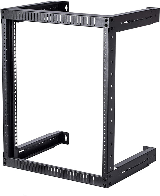 TECHTOO Wall Mount Rack 12U Adjustable Depth Open Frame 19Inch Server Equipment Rack Heavy Duty Patch Panel Bracket Network Equipment Rack (Adjustable 12U)