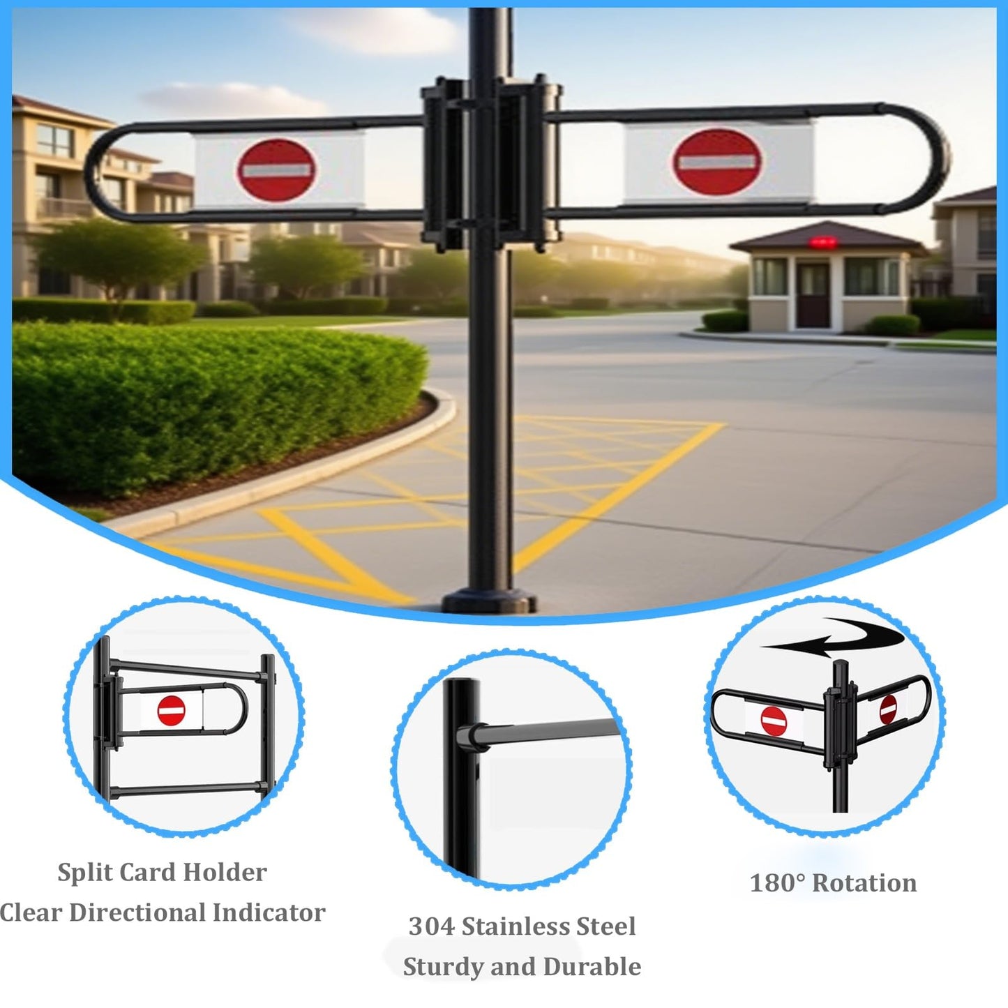 JIIPOREGJ Stainless Steel Supermarket Cashier Counter Swing Gate1-Way Pedestrian Access Door with Spring-Loaded Automatic Closure for Library Safety.Black-300X100Cmx6.3Cm