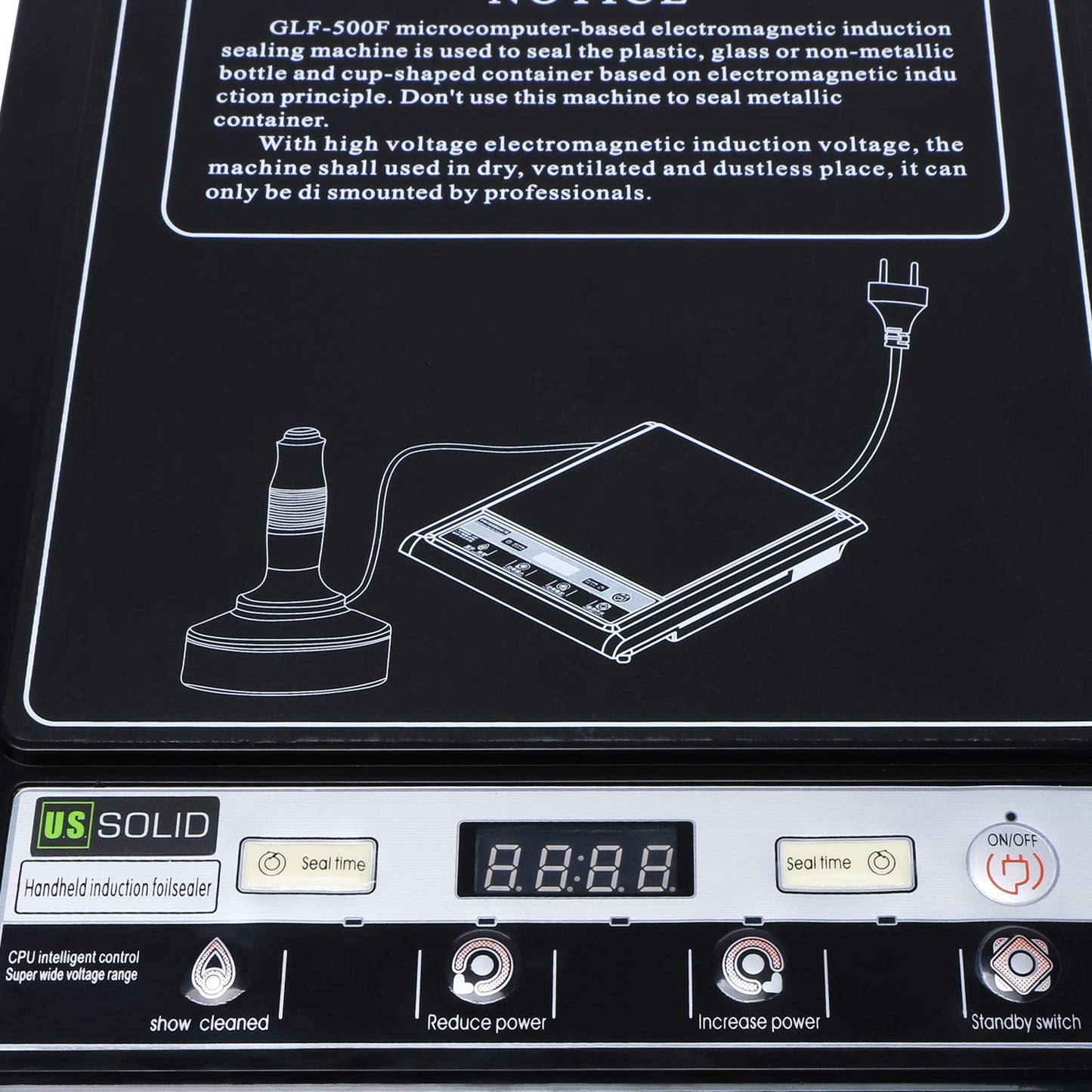 U.S. Solid Portable Handheld Induction Sealer Bottle Cap Sealer for Cap Sizes 15mm -100mm 110 V