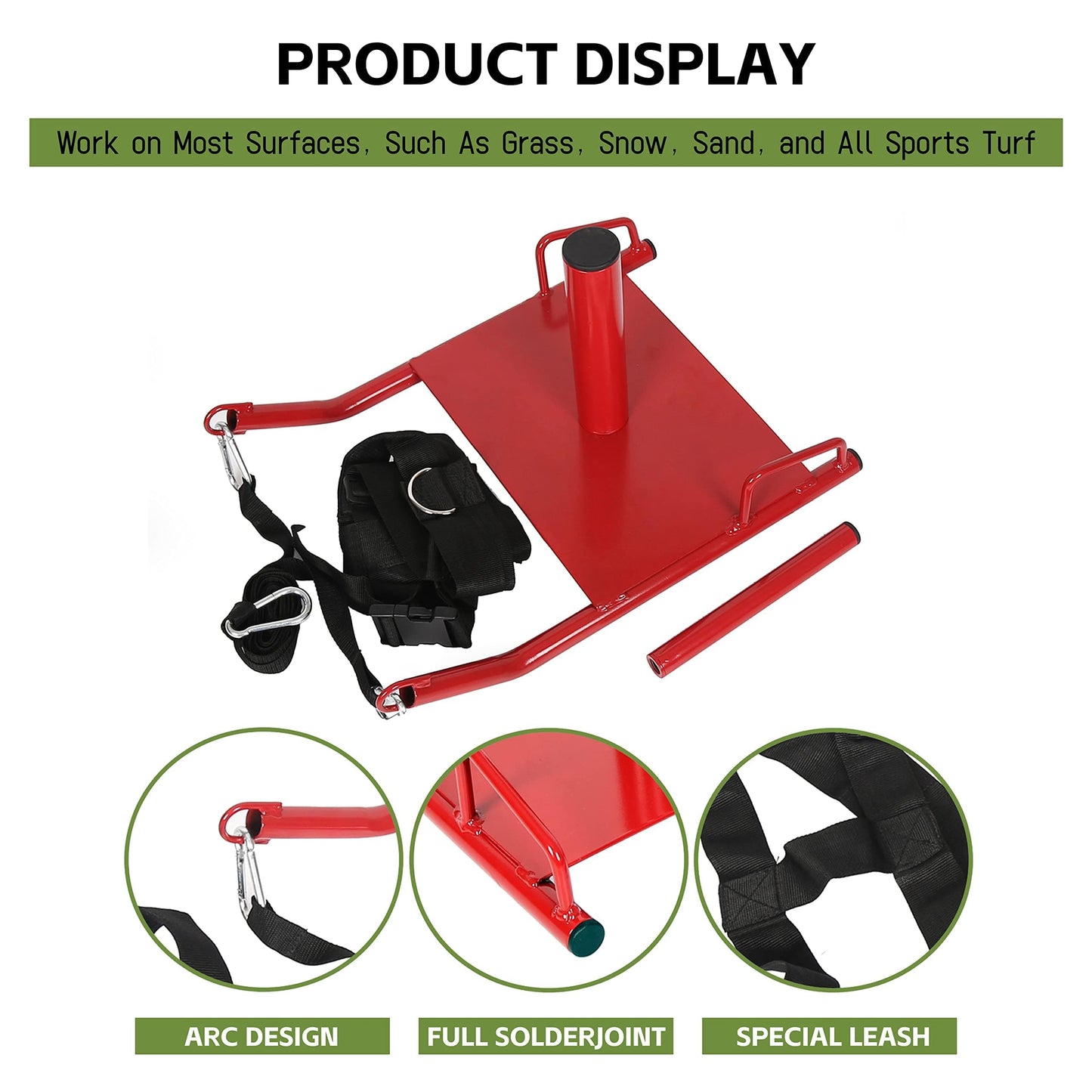 ECOTRIC Fitness Sled with Padded Harness for Athletic Exercise and Speed Improvement - Fits 1-2" Plates
