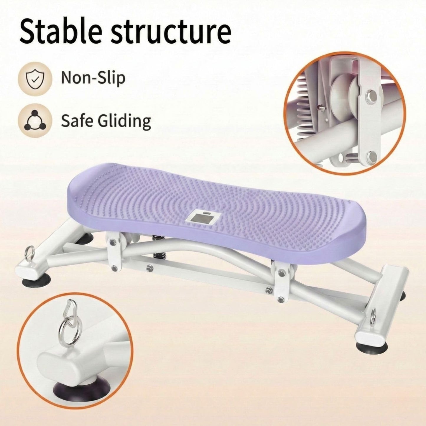 Balance Board for Adults, Rocking Stepper with Resistance Bands, Portable Wobble Board with LCD Monitor, 300 lbs Capacity Ski Trainer for Full Body Workout at Home Gym (Purple)