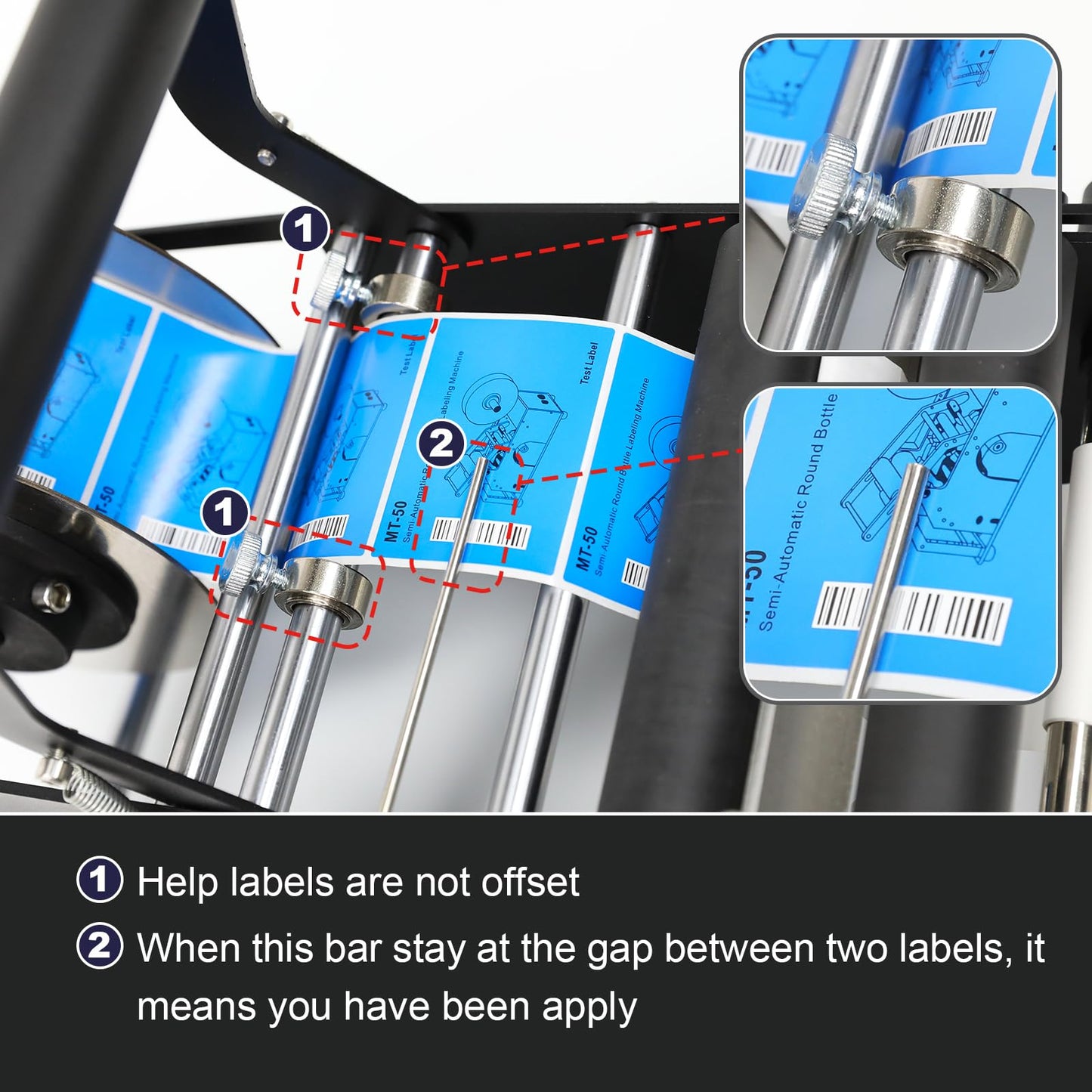 ZONEPACK Upgraded Manual Labeling Machine Label Applicator Bottle Labeler Sticker Label Printer Packing Machine with Handle for Round Glass Plastic Metal Bottle etc…