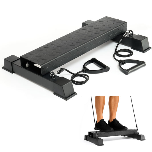 TanverOK 4-in-1 Calf Raise Machine with Black-High Elastic Bands - 4.61" Extra High Heavy Duty Steel Calf Trainer, Squat Wedge Board & Adjustable Resistance Home Gym Equipment with Anti-Slip Design