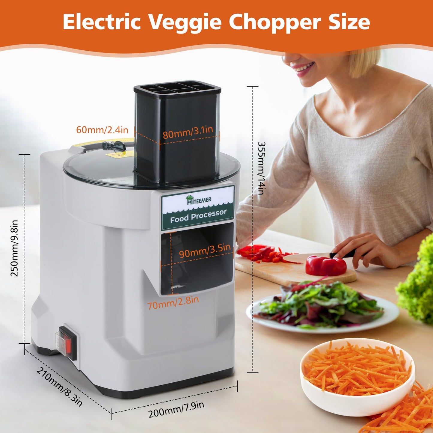 Hiteemer 5 in 1 Electric Vegetable Chopper, Commercial Vegetable Dicer Food Processor Veggie Food Cutter Stainless Steel Automatic Shredded for Onion Potato Cabbage Fruit Slicer