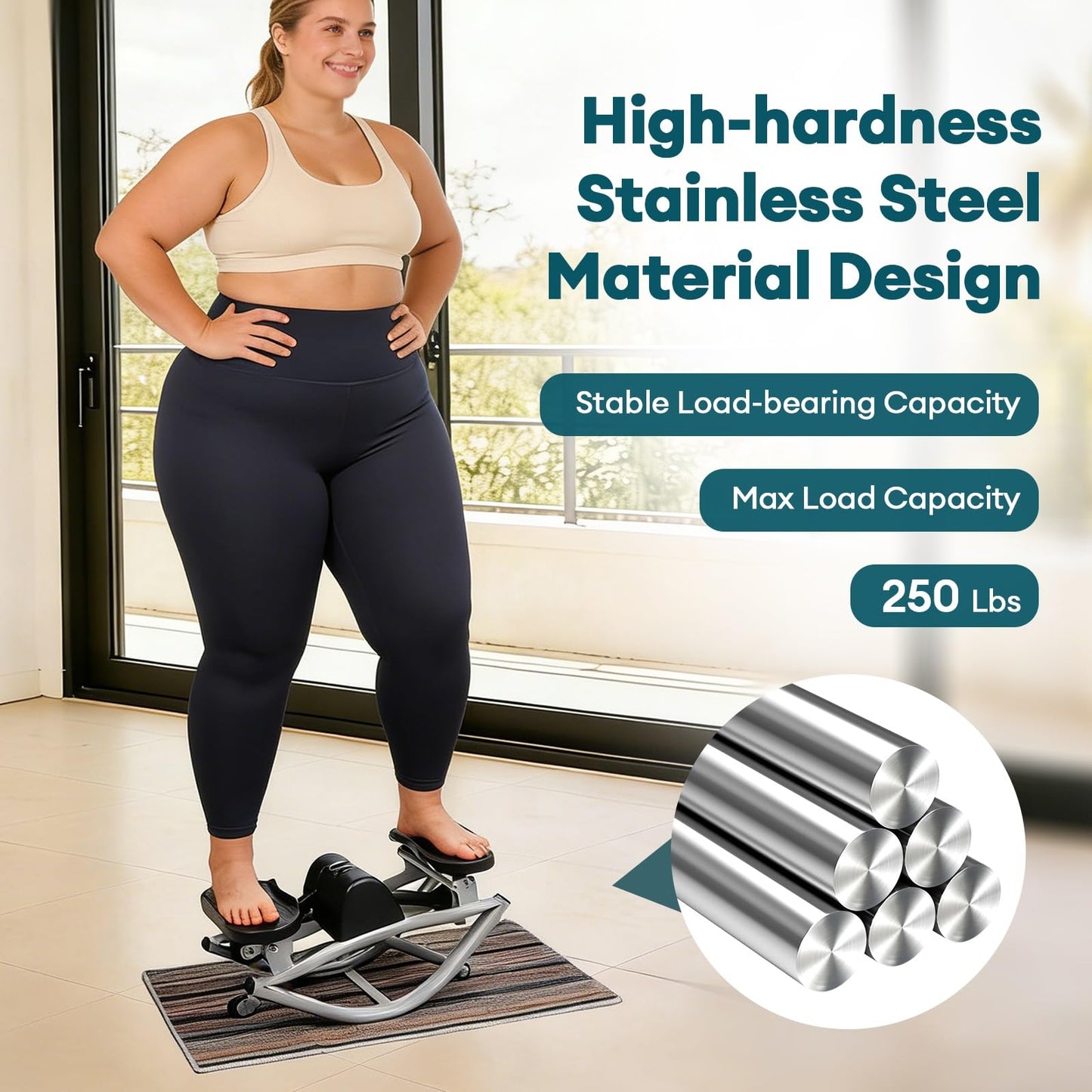 Rock Fitness Stepper, Lateral Step Rocker Side to Side for Exercise at Home with Resistance Bands & Non-Slip Mat - Exercise Step Balance Board Workout Machine for Home Apartment Dormitory