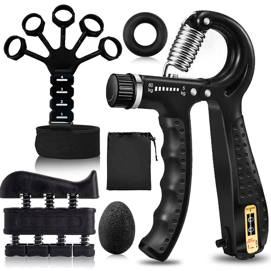 Grip Trainers, Including Forearm Strengtheners, Finger Trainers, Mechanical Counting Grips, Grip Balls, Hand Grippers, Strengthening Devices for Strength Training, Grip Improvement and Hand Exercises (5-Pack)