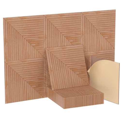 6 Pack Large Acoustic Panels, 23.6 * 23.6 Inch Decorative Sound Absorbing Panels, Noise-Reducing and Flame-retardant for Studio, Home (Diamond weave light color)