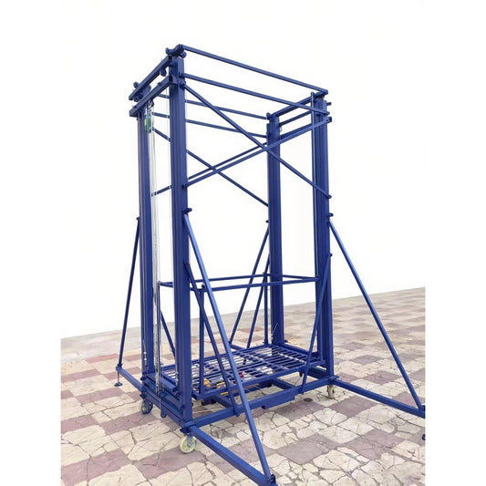 750 Lbs Load Electric Scaffolding Lift, 6.5ft Lifting Height Construction Scaffolding,Motorized Scaffold Platform with PA800 Hoist, Platform Size 4.9 * 2.6ft, 2-Stage Door Frames