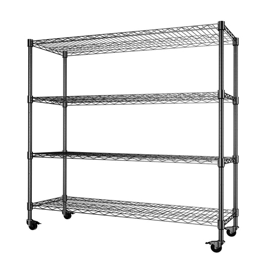 KAXIWEI Storage Shelves 2500LBS Metal Shelving 4 Tier Wire Shelving Garage Shelving Units with Wheels Heavy Duty Metal Shelves for Shelving Unit Adjustable Shelf, 62" H x 58" W x 20" D