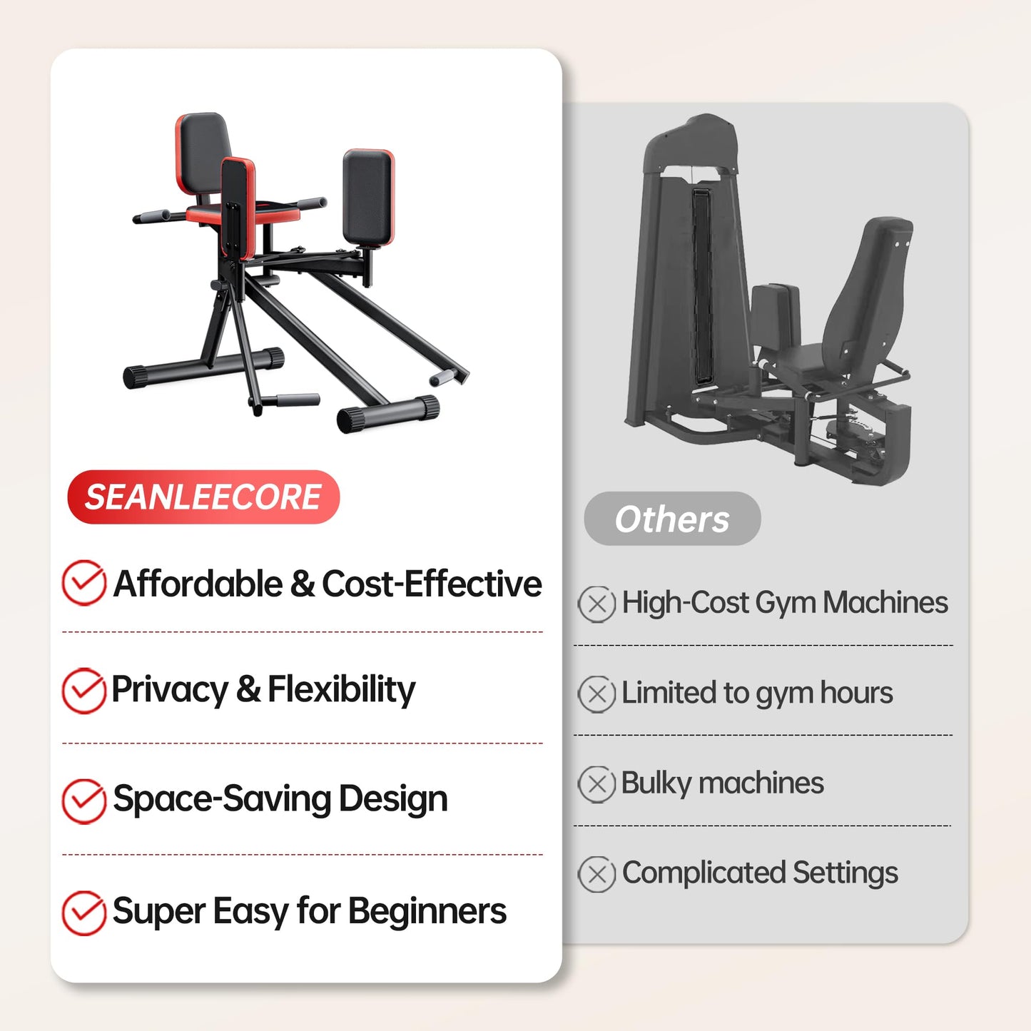 Hip Abductor Machine for Home Gym | Glute & Thigh Exercise Equipment, Outer Thigh Sculpting, Glute Machine for Women, Leg Abductor Machine, Booty Builder for Butt Workout