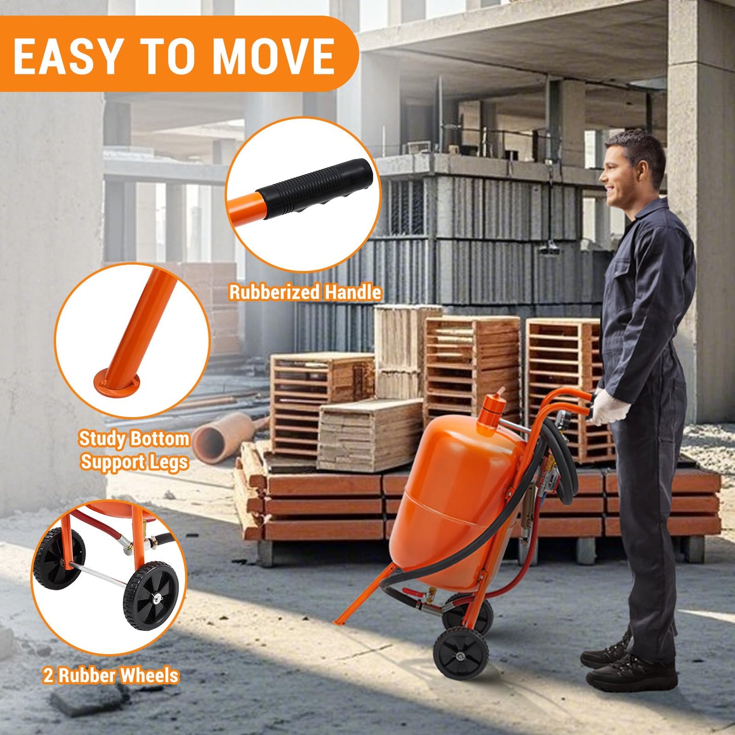 20 Gallon Sand Blaster, 60-110 Psi Pressure Air Sand Blasting Kit, Portable Abrasive Blaster with 4 Ceramic Nozzles & Oil-Water Separator for Paint, Stain, Rust Removal